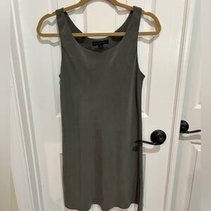 Lafayette 148 New York Tank Slip Dress 100% Silk w side slits size 6 gray